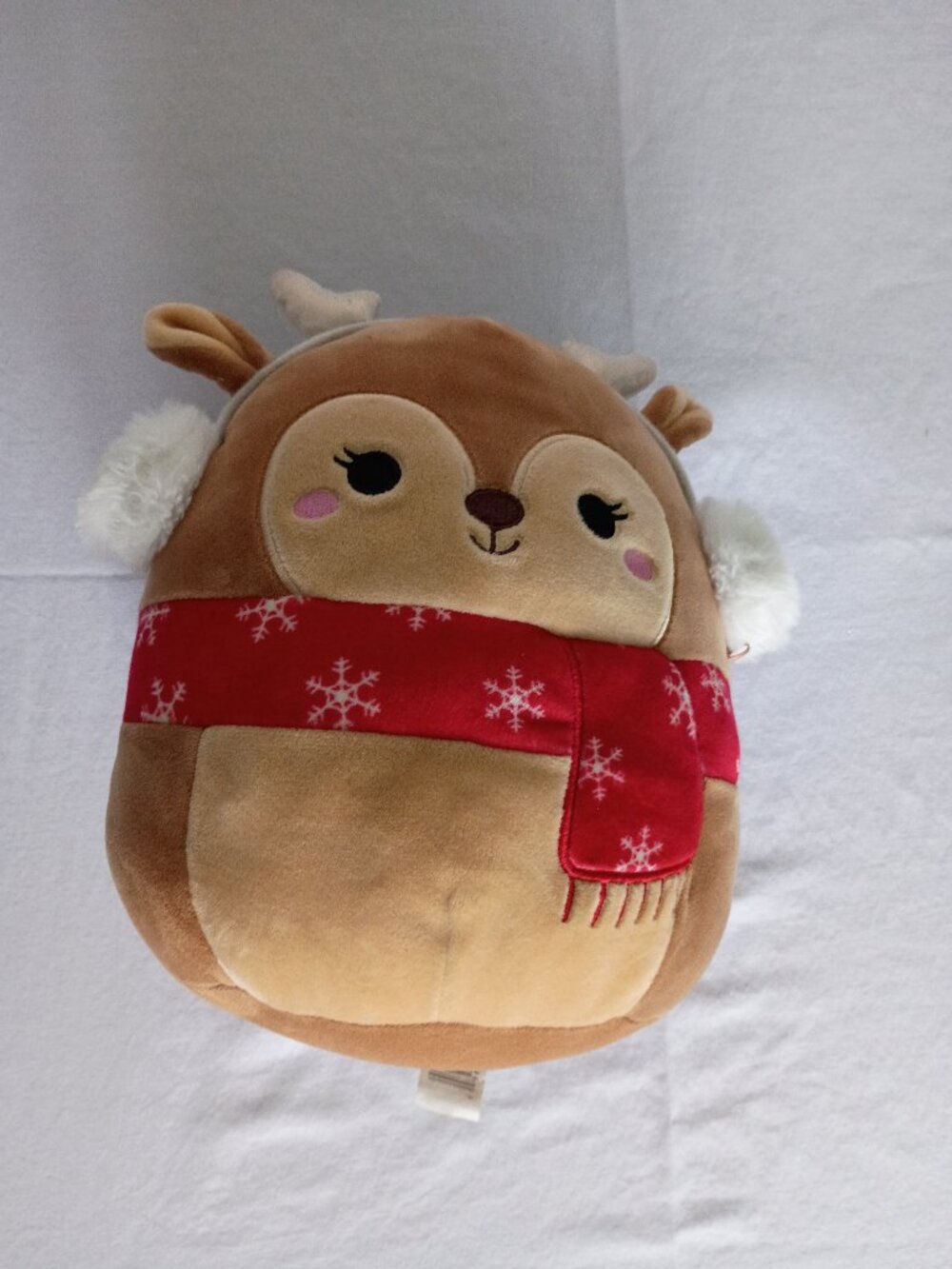 Squishmallows Darla Reindeer 8 inches Tan with Red Scarf And White Earmuffs
